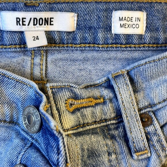 Re/Done Vintage Inspired High-Rise Button-Fly Light Wash Straight Jeans Size 24 - Picture 2 of 11